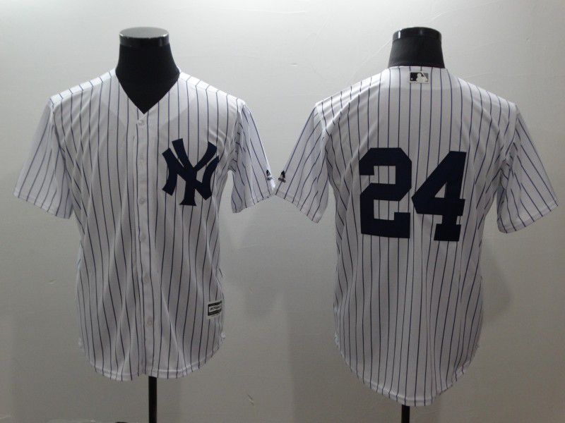Men New York Yankees #24 No name White stripes Game MLB Jerseys